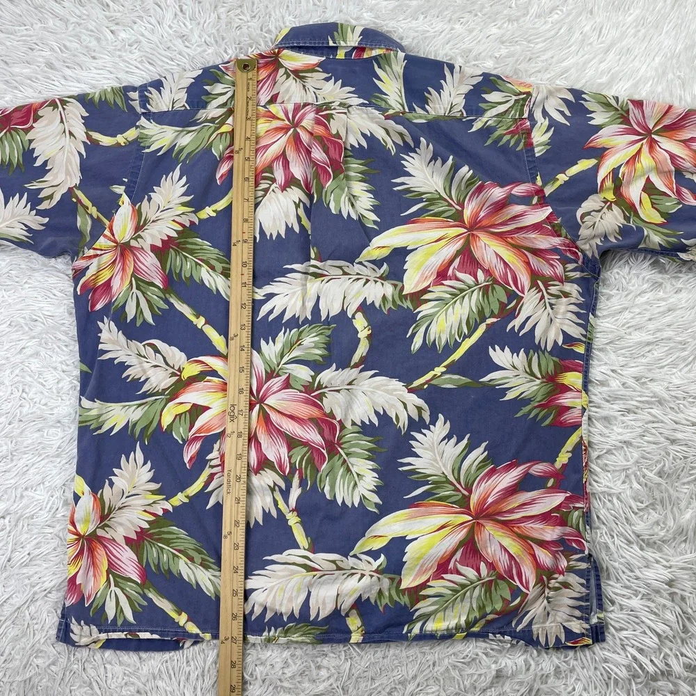 VTG Polo‎ Ralph Lauren Shirt Mens Large Blue Hawaiian Calwell Button Up Floral L
